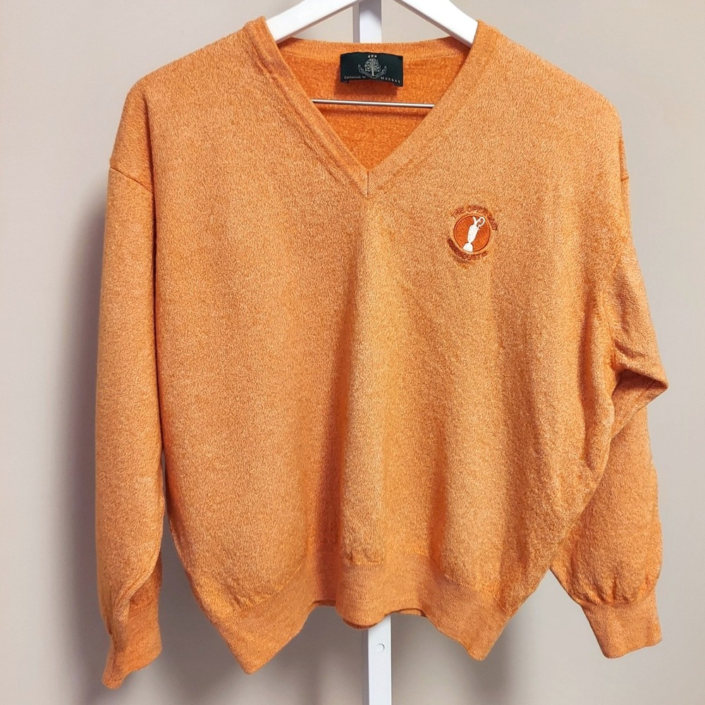 Marbas Carnoustie 2007 British Open Golf V-Neck Sweater Orange Women Small